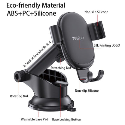 Support Auto Yesido C120, 4 pouces - 6,5 pouces, Noir