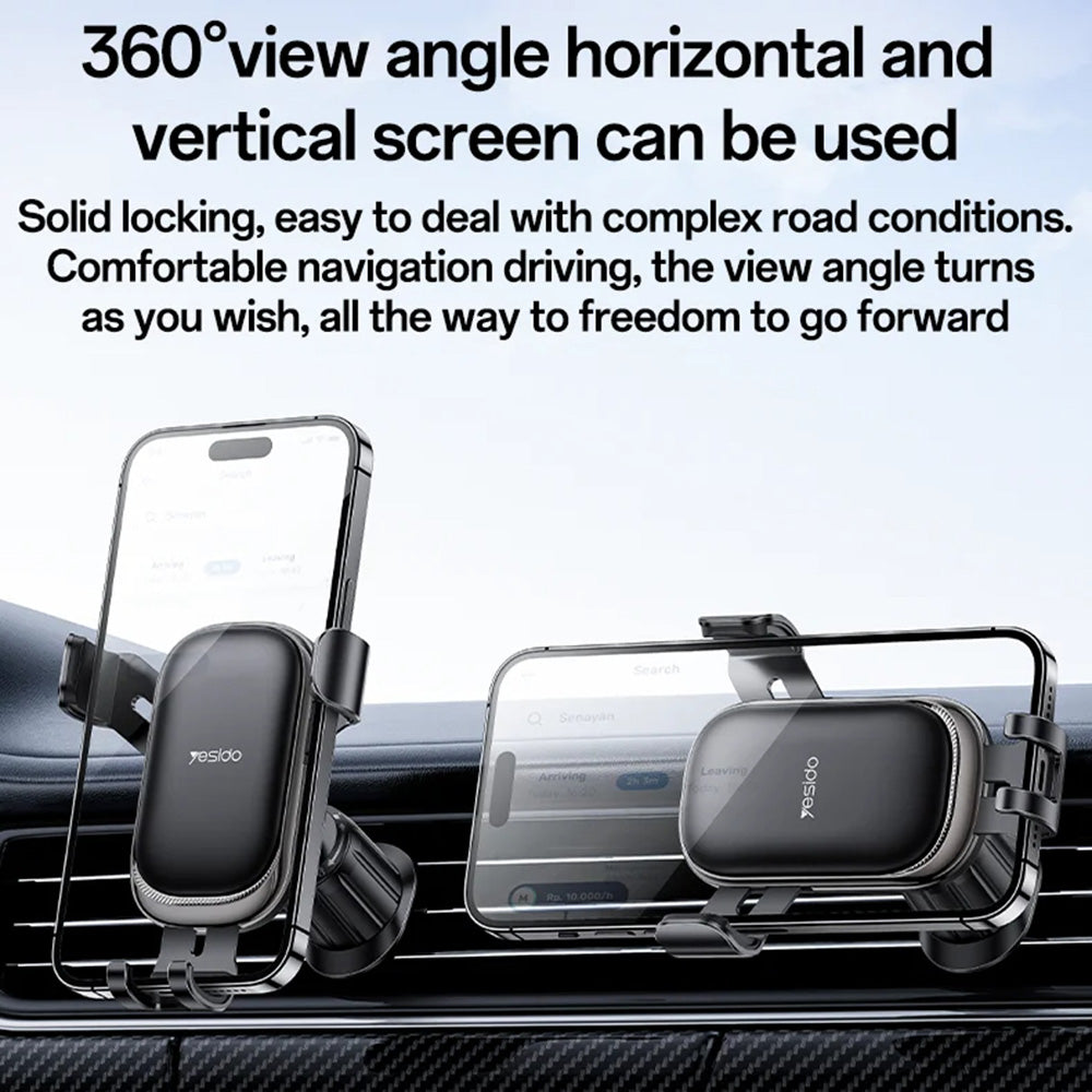 Support Auto Yesido C247, 4.7 pouces - 7.2 pouces, Noir