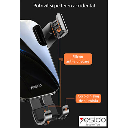 Support Auto Yesido C87, Universel, Noir