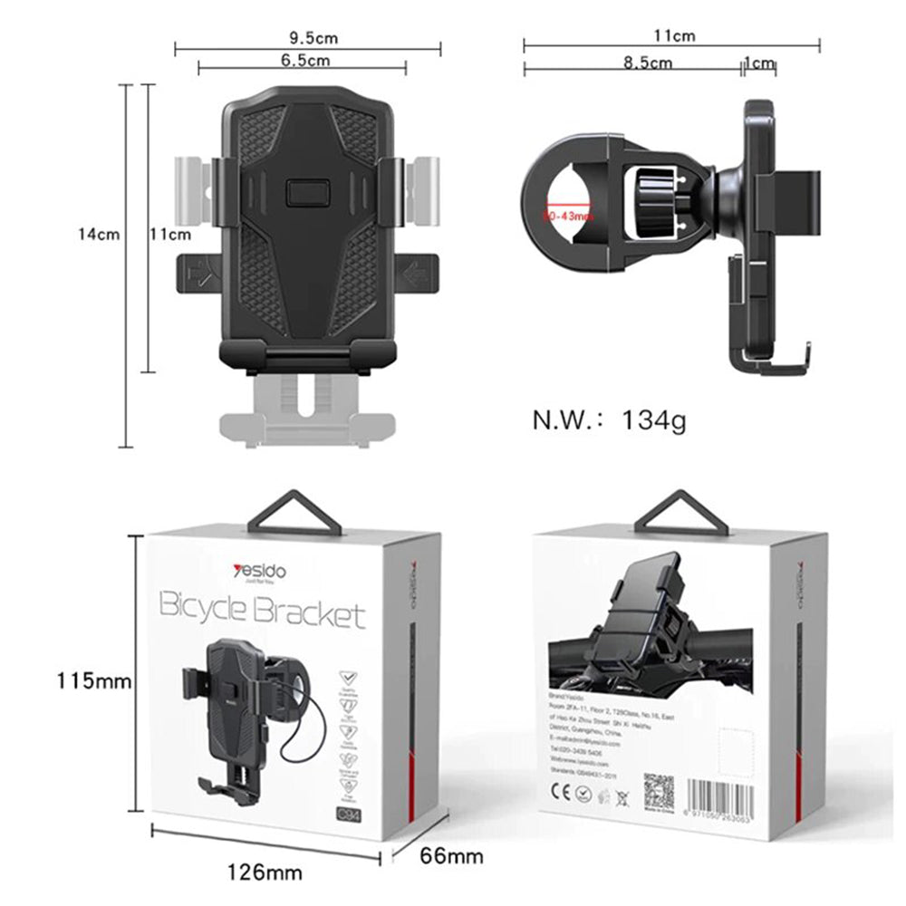 Support Vélo Yesido C94, 4 pouces - 6,5 pouces, Noir