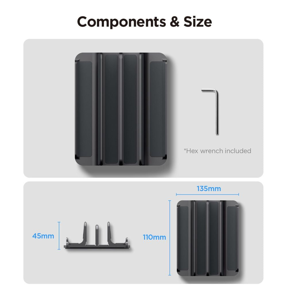 Support Vertical Spigen LD208S4 Two pour Laptop de 14mm à 27mm d'épaisseur, Gris AMP10640