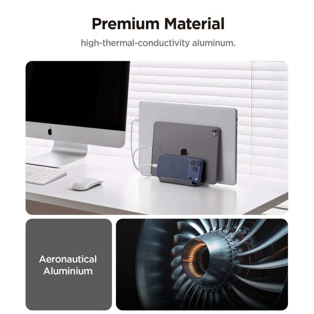 Support Vertical Spigen LD208S4 Two pour Laptop de 14mm à 27mm d'épaisseur, Gris AMP10640