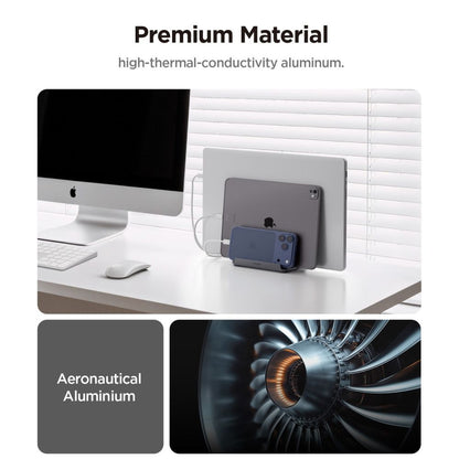 Support Vertical Spigen LD208S4 Two pour Laptop de 14mm à 27mm d'épaisseur, Gris AMP10640