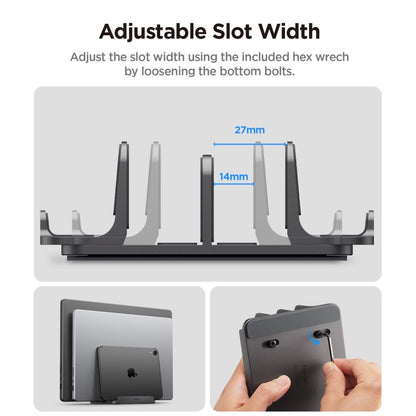 Support Vertical Spigen LD208S4 Two pour Laptop de 14mm à 27mm d'épaisseur, Gris AMP10640
