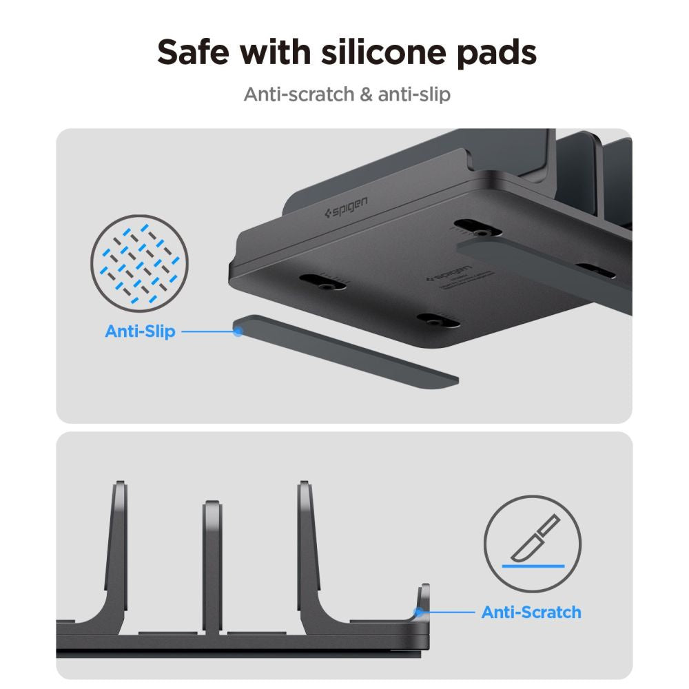Support Vertical Spigen LD208S4 Two pour Laptop de 14mm à 27mm d'épaisseur, Gris AMP10640