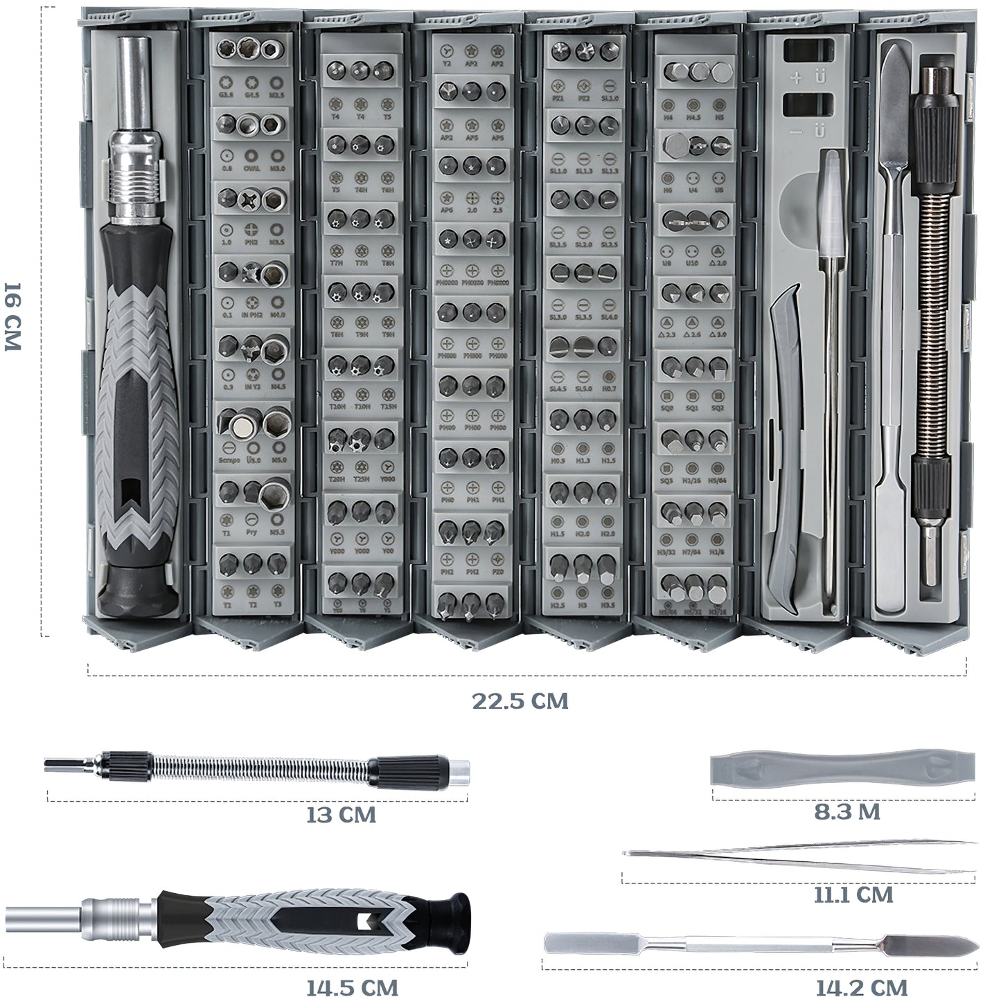 Tournevis OEM, 126in1, Gris 