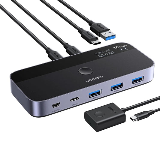 Switch USB UGREEN CM691 (45784), 3 x USB-A 3.2 - 1 x USB-C - 1 x miniUSB, Noir