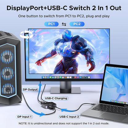 Switch Vidéo DisplayPort / USB-C UGREEN 65878, Noir