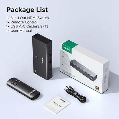Commutateur Vidéo HDMI UGREEN AW504 (55857), Noir
