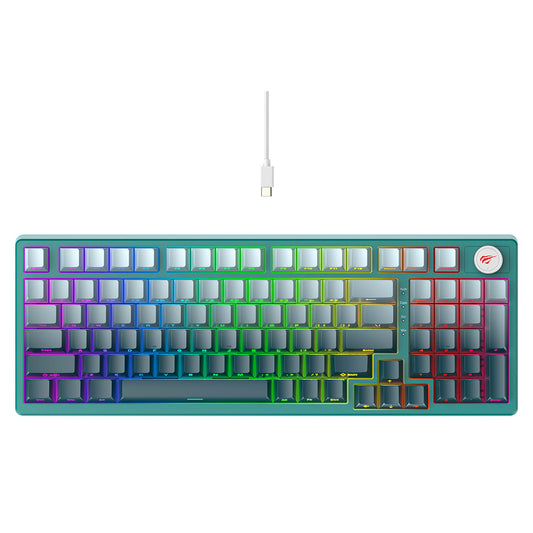 Clavier Gaming HAVIT KB899L, RGB, 1.8m, Blanc Vert
