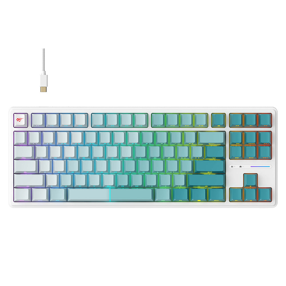 Clavier Gaming HAVIT KB901L, RGB, 1.8m, Blanc Vert