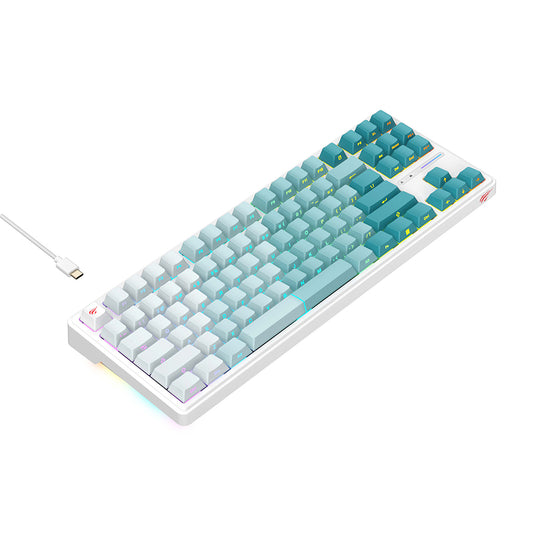 Clavier Gaming HAVIT KB901L, RGB, 1.8m, Blanc Vert