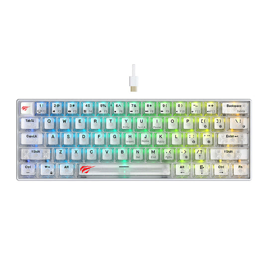 Clavier Gaming HAVIT KB903L, RGB, 1.8m, Transparent Blanc