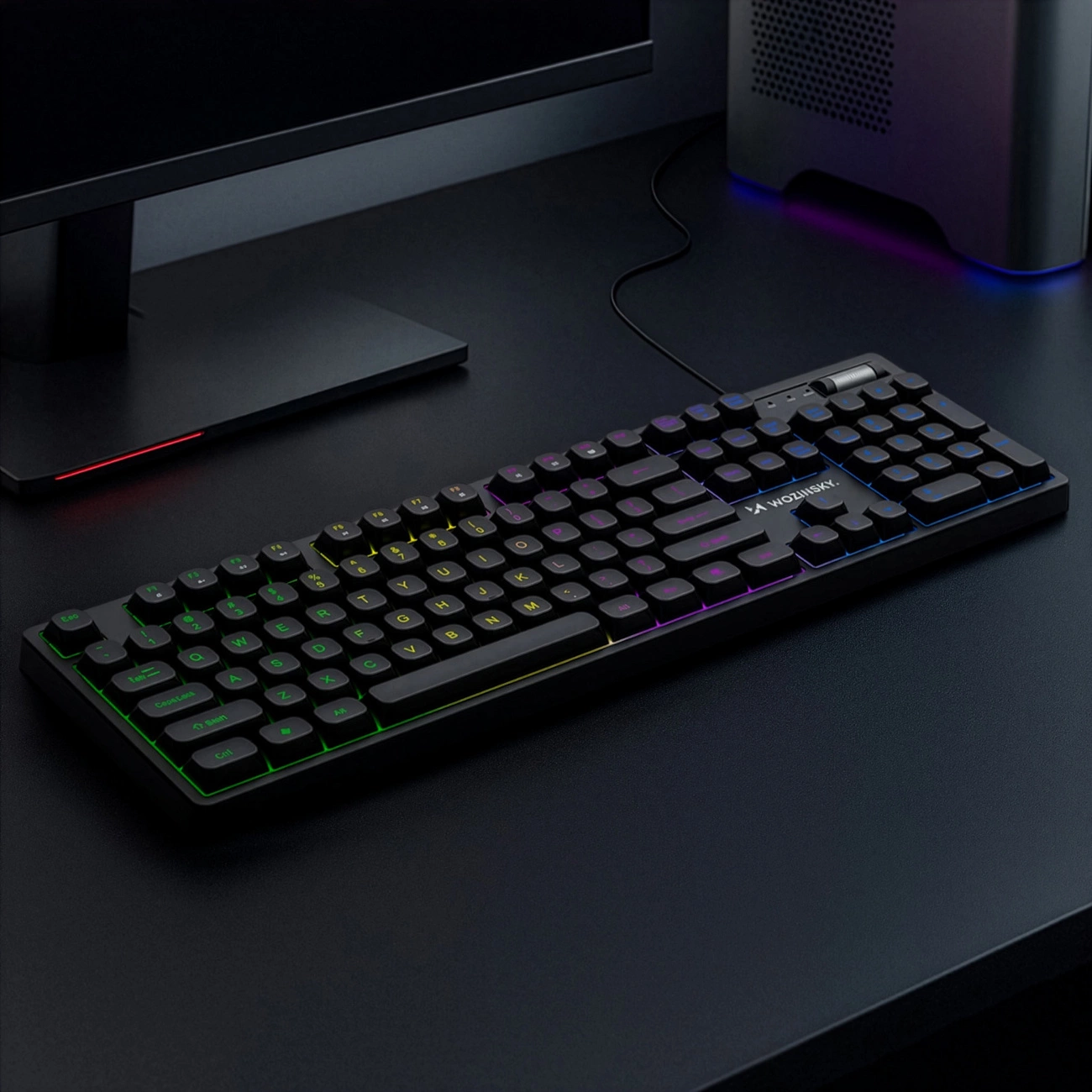 Clavier Gaming Filaire USB WZK WKG-200, RGB, 1,5m, Noir
