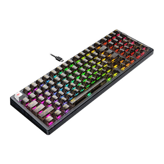 Clavier Gaming Filaire USB HAVIT KB875L, RGB, 1.8m, Transparent Noir