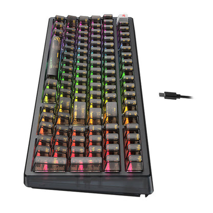 Clavier Gaming Filaire USB HAVIT KB875L, RGB, 1.8m, Transparent Noir
