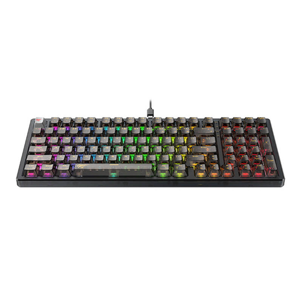 Clavier Gaming Filaire USB HAVIT KB875L, RGB, 1.8m, Transparent Noir