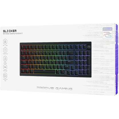 Clavier Gaming Sans Fil Proove Slicker, RGB, BT / Wi-Fi / Filaire, 1.8m, Noir WKSLEN00022401