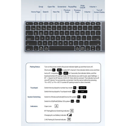 Clavier sans fil DUX DUCIS LK, BT / Wi-Fi, Noir