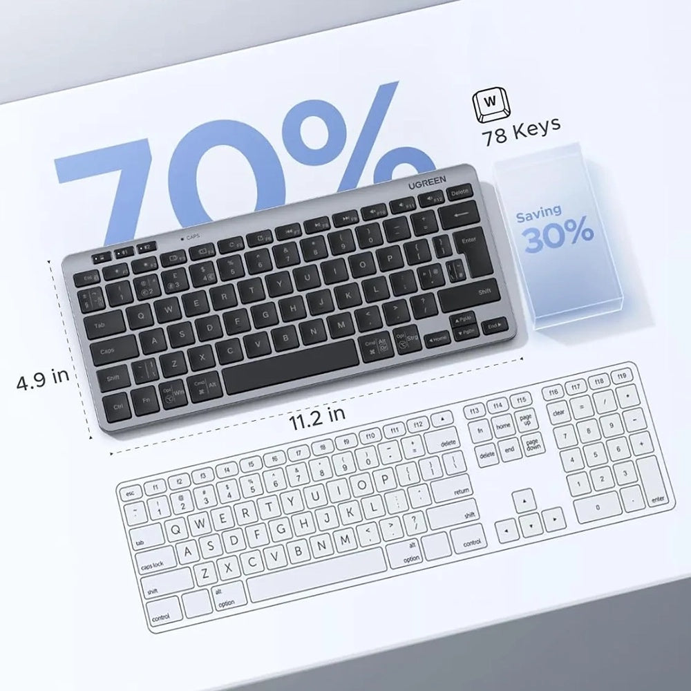 Clavier sans fil UGREEN 75049, BT / Wi-Fi, Noir