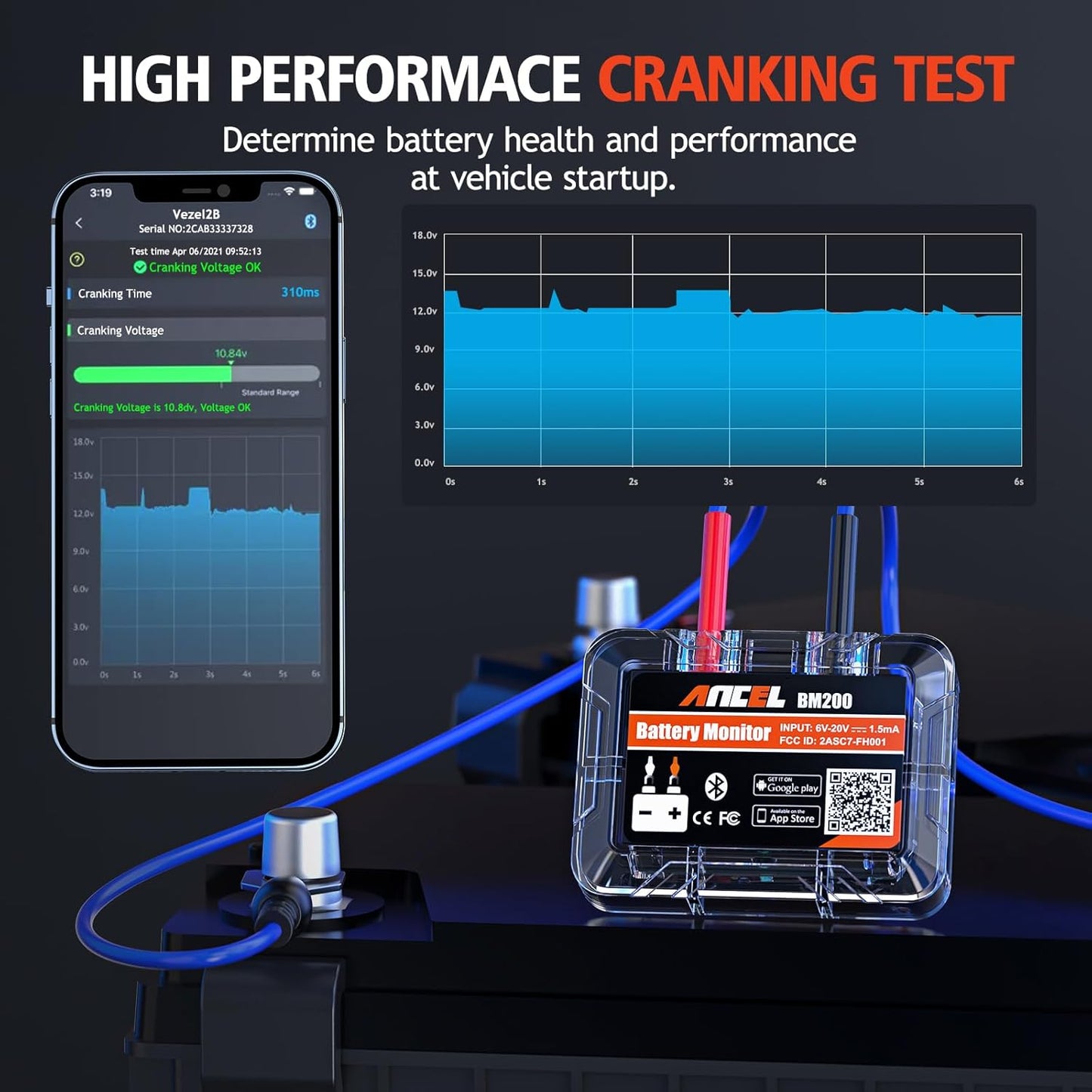 Testeur Bluetooth de Surveillance de Batterie Auto Ancel BM200