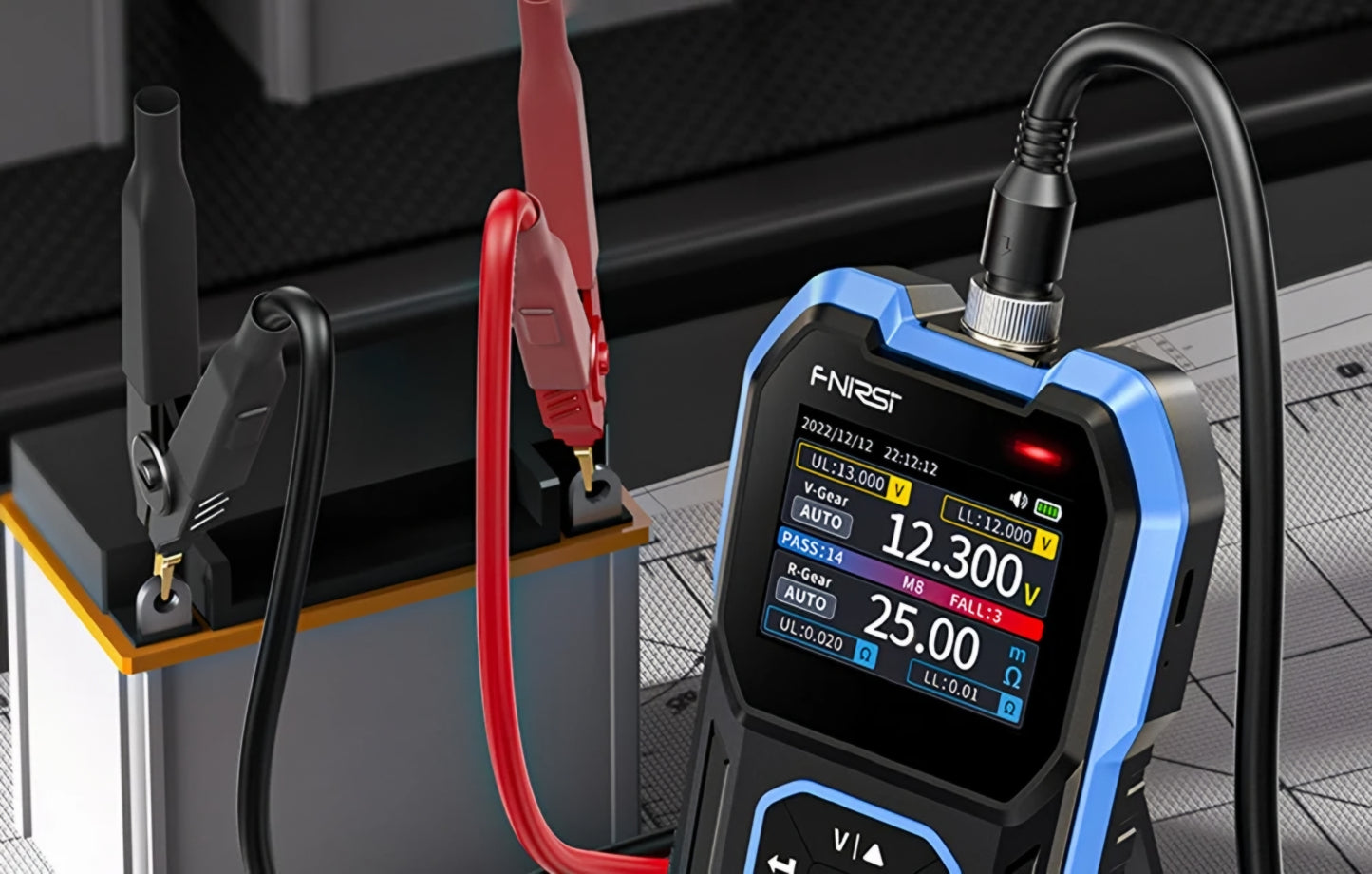Testeur de service Fnirsi HRM-10 pour la mesure de la résistance interne et de la tension des batteries / accumulateurs