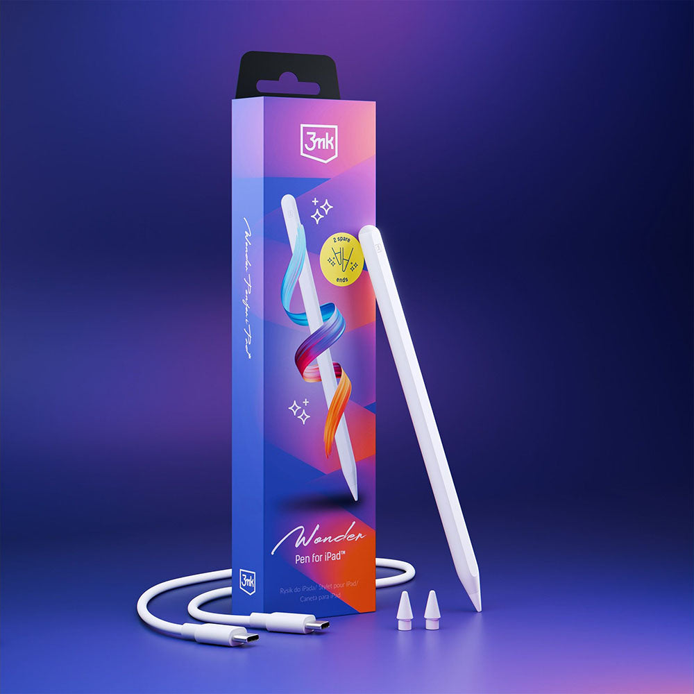 Touch Pen 3MK Wonder pour Apple iPad, Version Active, Blanc