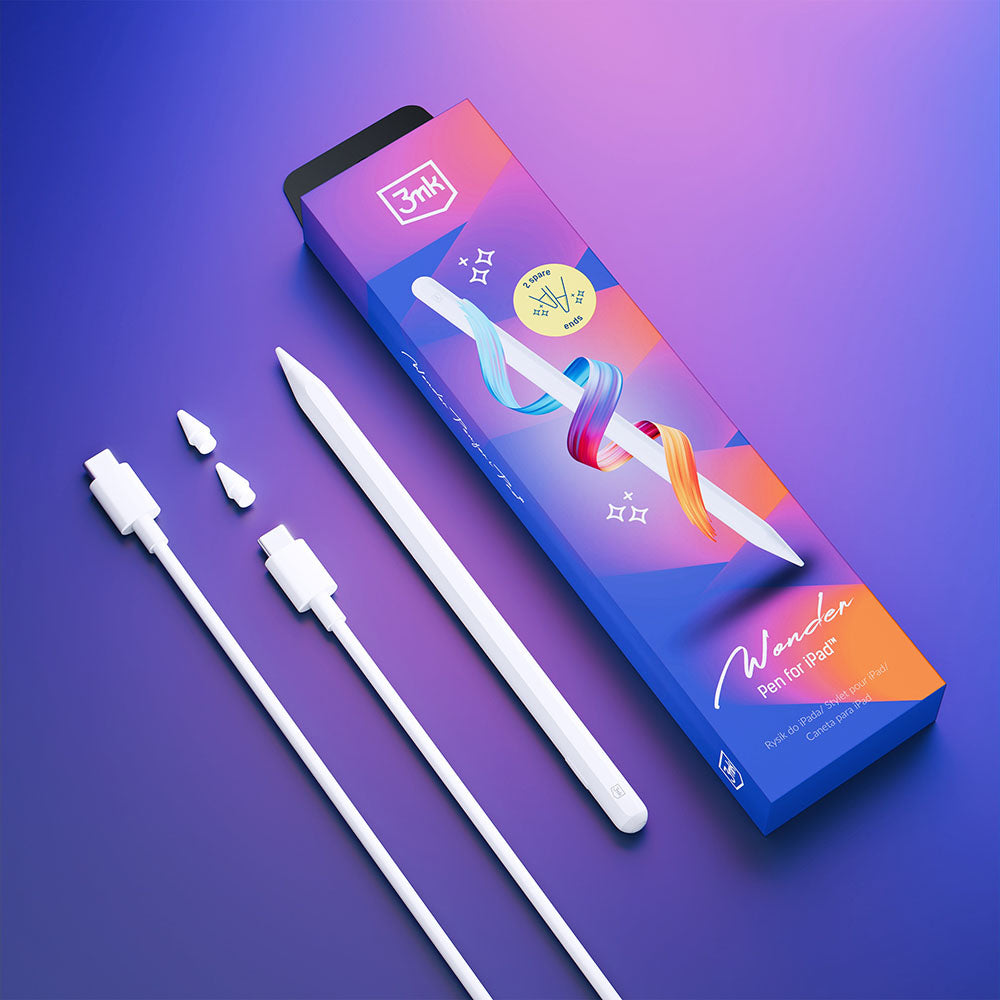 Touch Pen 3MK Wonder pour Apple iPad, Version Active, Blanc