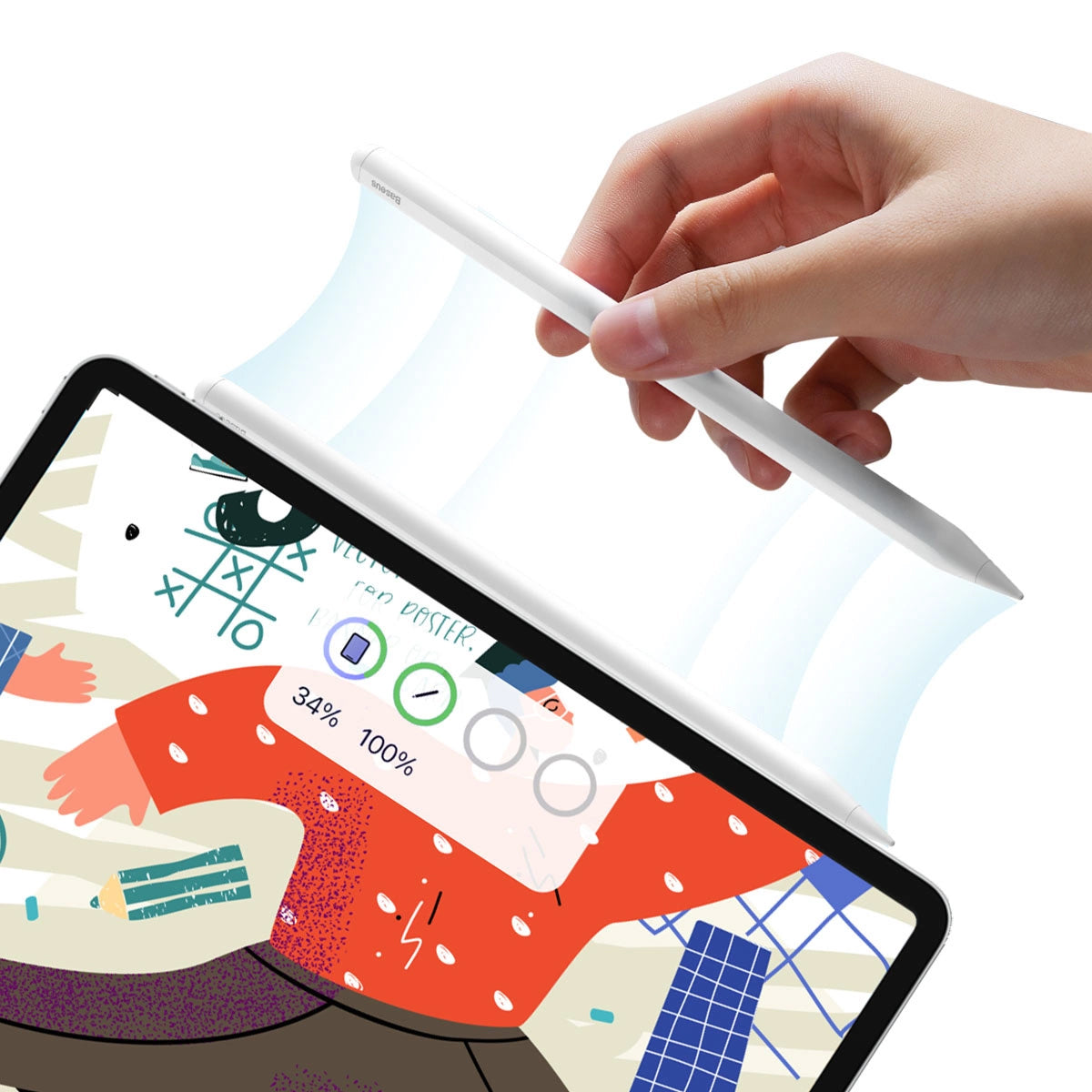 Touch Pen Baseus Smooth Writing 2 Series for Apple iPad, Active Wireless Version, White SXBC060002