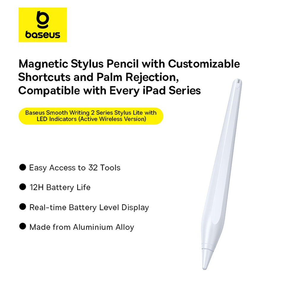 Touch Pen Baseus Smooth Writing 2 Series pour Apple iPad, Version Active Sans Fil, Blanc P80015802213-03