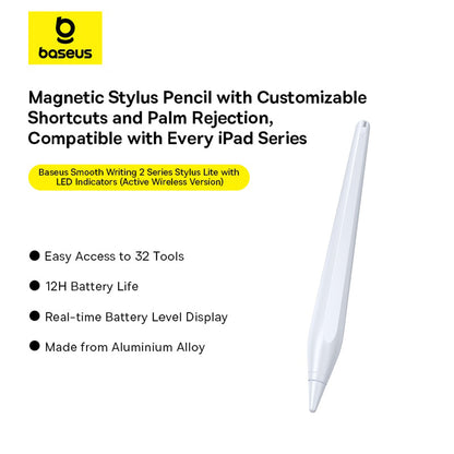 Touch Pen Baseus Smooth Writing 2 Series pour Apple iPad, Version Active Sans Fil, Blanc P80015802213-03