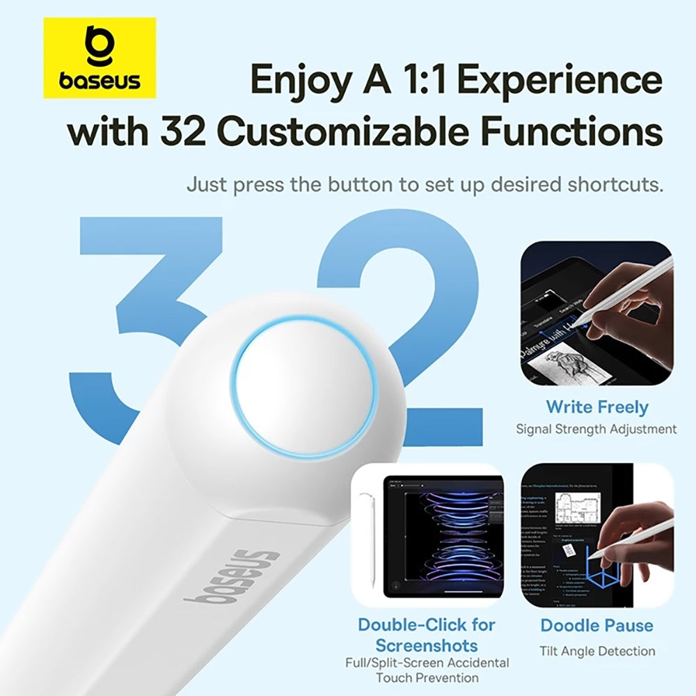 Touch Pen Baseus Smooth Writing 3 Series pour Apple iPad, Version Active Sans Fil, Blanc P80080806213-00