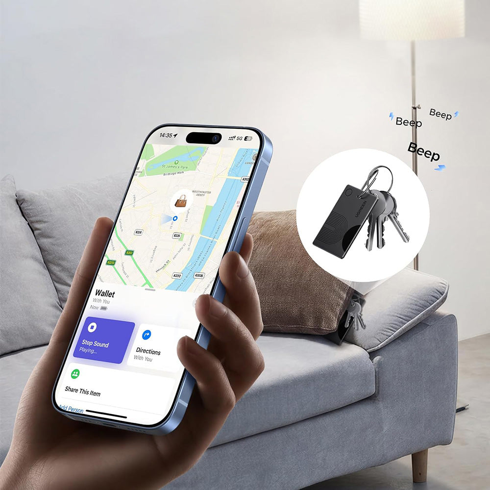 UGREEN SmartTag Smart Finder Slim 2 CM920 (75120A) pour la série iOS, lot de 2 pièces, noir