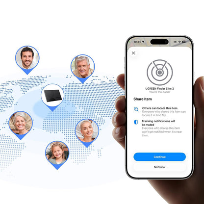 UGREEN SmartTag Smart Finder Slim 2 CM920 (75120A) pour la série iOS, lot de 2 pièces, noir
