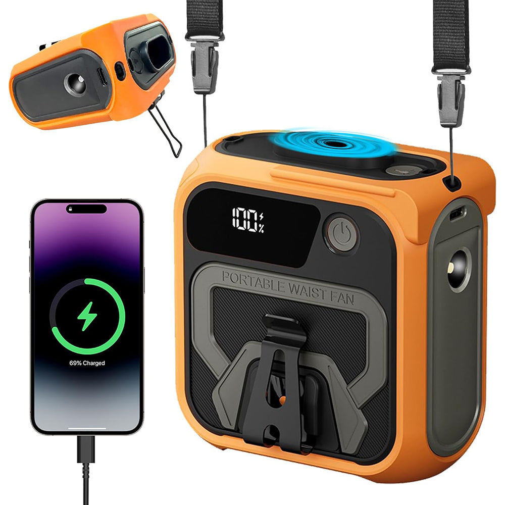 Ventilateur Portable Techsuit Z13 avec batterie externe 10000mAh, Orange