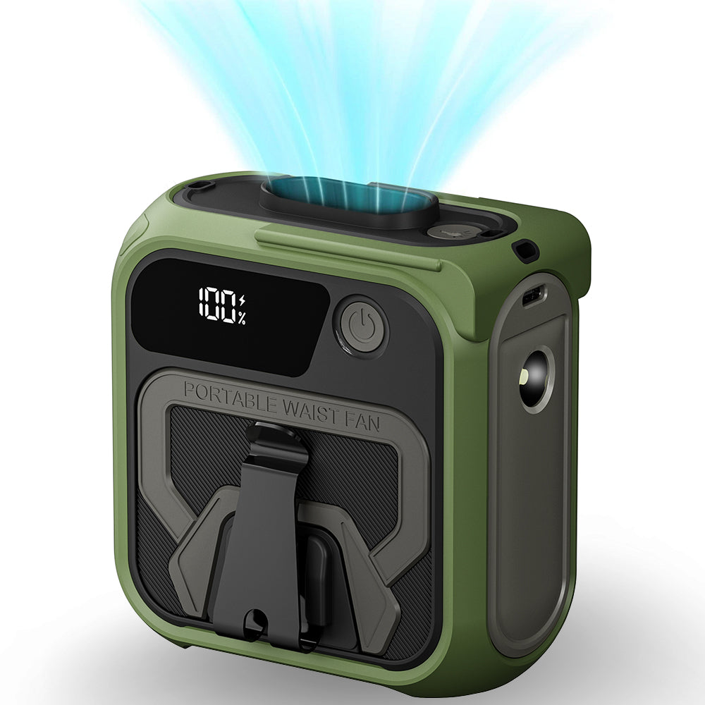 Techsuit Z13 Portable Fan with 10000mAh External Battery, Green