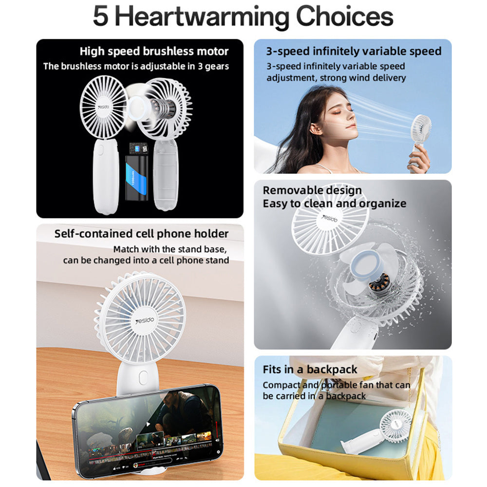 Ventilateur Portable Yesido YF15, Noir
