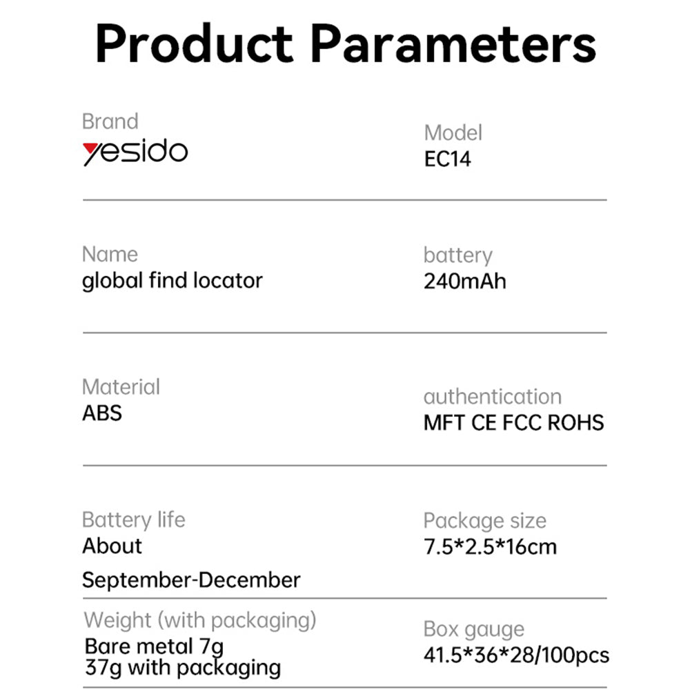 Yesido SmartTag EC14 pour séries iOS, Blanc