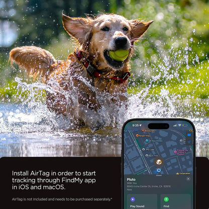 Support Spigen Tough Armor pour Apple AirTag au Collier Animal de Compagnie, Noir